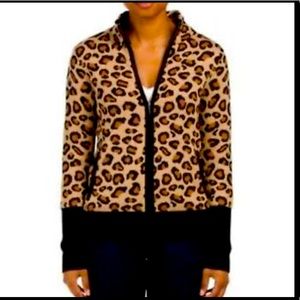 Rachel Zoe Leopard Print Zip Up Cardigan NWT Size Small
